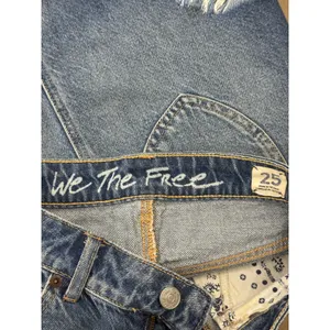 Free People We the Free Bailey Denim Mini Skirt Curved Frayed Hem Size 25 thumbnail 4