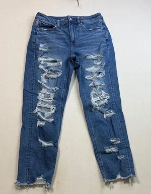 American Eagle Outfitters Distressed Denim MOM Jeans thumbnail 1