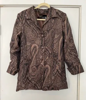 Vintage Brown Paisley Blazer Jacket USED Oversize women’s size small wool thumbnail 1