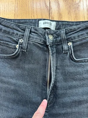 AGOLDE Vintage‎ High Rise Bootcut Jeans Technique Faded Black Gray Size 24 thumbnail 6