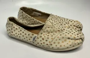 Toms cream with gold dots flats slip on‎ shoes size 8 thumbnail 1
