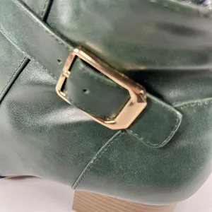 Charter Club Katiaa Green Ankle Boots Size 8.5M Gold Buckle Block Heel thumbnail 6