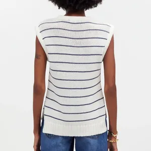 Madewell Puff-Trim Sweater Vest in Stripe thumbnail 3