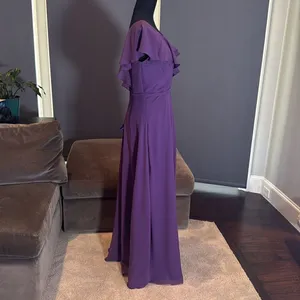 Women’s Purple Flutter Sleeve Full Length Bridesmaid Dress Corset Back Size 10 thumbnail 4