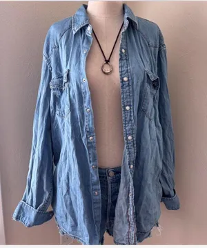 amazon denim button down  thumbnail 1