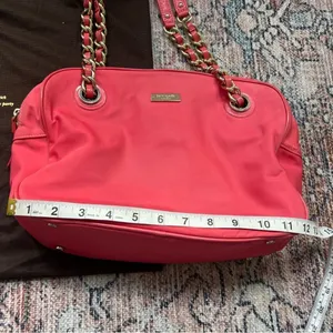Kate Spade Vintage Jasmine Nylon Satchel Bag Orange Double Gold Chain Purse thumbnail 13