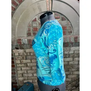 norm thompson top long sleeve leaves swirl blue beaded sequins thumbnail 5