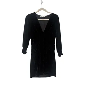 Zara Black Velvet Long Sleeve Dress Size S thumbnail 3