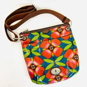 Fossil Key-Per Floral Coated Canvas Crossbody Bag with Brown Adjustable Strap thumbnail 2