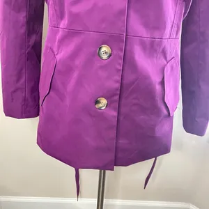SANDRO STUDIO Purple Ruffle‎ Trim Lightweight Trench Jacket w/Tie Belt, Large thumbnail 4