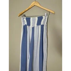 Ocean Drive Striped Wide Leg‎ Pants Smocked Waist Blue White Boho Beachy Medium thumbnail 2