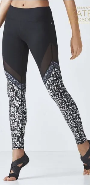 Fabletics Mid-Rise Mesh Powerhold Legging Medium Black Sheer Full Length thumbnail 1