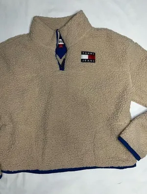 Tommy Hilfiger Jeans 1/4 Zip Fleece Sherpa Women’s Size Medium thumbnail 1