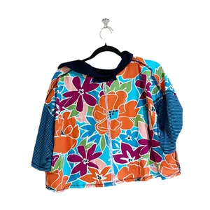 NWOT Free People Floral Striped Collared On A Boat Boxy Crop Polo Shirt thumbnail 8