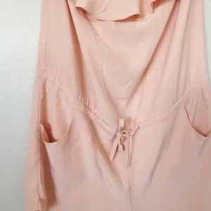 Amanda Uprichard Silk Strapless Ruffle Drawstring Romper Blush Pink Size L thumbnail 3