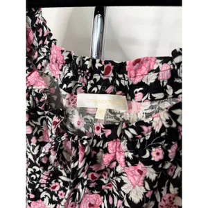 LoveShackFancy Mini Dress Pink Black Floral Smocked Ruffle Cotton thumbnail 6