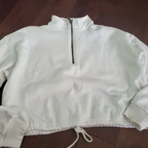 American Eagle Ann-mazingly soft cropped 1/4 zip in white size small wom… thumbnail 1