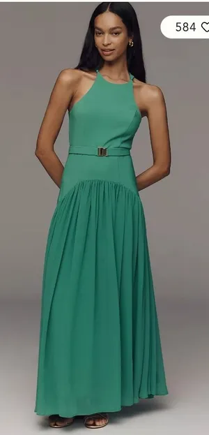 NWT Hutch Belted Maxi Dress Women Size 16W 2026 Style Green Belted Pleated thumbnail 1