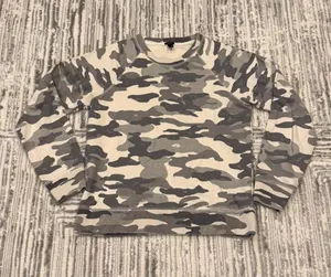 NEW J. Crew women's small gray/cream camo sweatshirt top thumbnail 1
