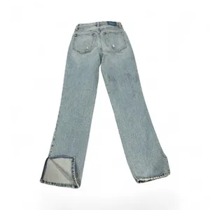 Abercrombie & Fitch 90’s Straight Leg Ultra High Rise Light Blue Jeans Side Vent thumbnail 4