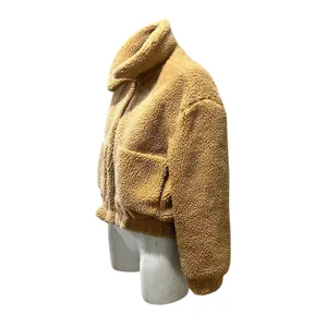 Urban Outfitters Women's Teddy Jacket Brown Zip Up Size S Standard thumbnail 2