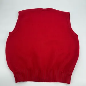 Vintage Koret Sweater Vest Women M Red Cotton Knit Argyle Tree House Cottagecore thumbnail 8