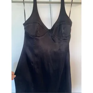 NEW ZARA Satin Bustier Mini Dress Black LARGE thumbnail 14