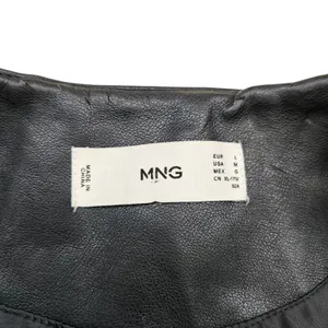 Mango MNG Faux Leather Biker Moto Jacket Womens Medium Black Zip thumbnail 3