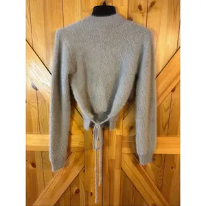 ee:some Women's Fuzzy Cropped High Low Beige Sweater NWT Size Small (5406) thumbnail 6