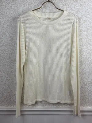 Pilcro from Anthropologie Cream Sheer Lightweight Layering Top - Size - Large thumbnail 8