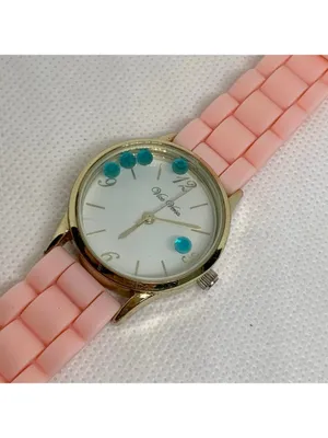 Vice Versa women Floating blue Stones Watch gold toned 30mm quartz pink running thumbnail 2
