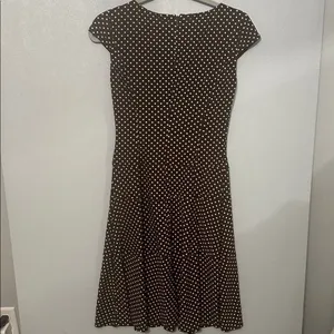Anne Klein Women Dress Polka Dot Cap Sleeve Brown White Sheath Size 2 thumbnail 4