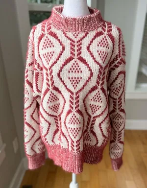 POL White Burgundy Mockneck Sweater Size Large thumbnail 1