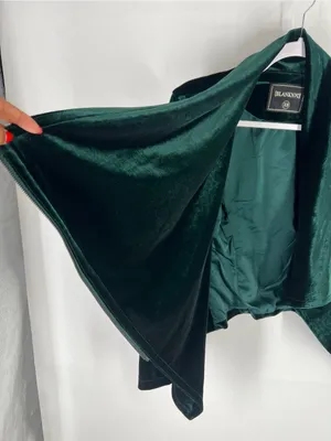 Blank‎ NYC Emerald Green Velvet Draped Open Front Blazer thumbnail 4