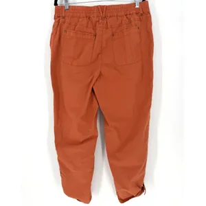 Soft Surroundings Cargo Pants L Burnt Orange Floral Embroidered Boho thumbnail 9