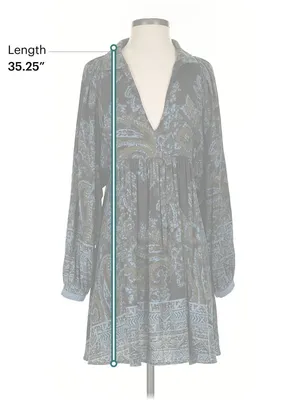 Free People Say You Love Me Paisley Silky Mini Tunic Dress S thumbnail 8