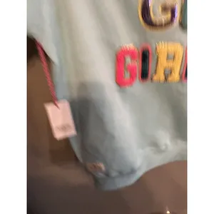 Simply Southern Let's Go Girls Sequin Lightning Bolt‎ Sweatshirt Light Blue S thumbnail 5