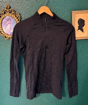 Lululemon Rest Less 1/2 Zip Patterned Black Size Medium thumbnail 1