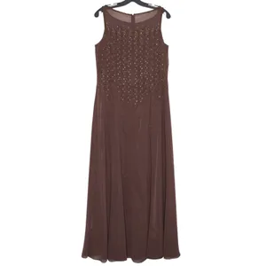 Vintage Dress 90s Prom Hoco Y2K Gown Beaded Modest Dark Romantic Brown Size 12 thumbnail 4
