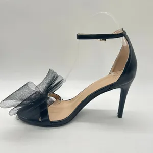 Allegra K Heels Sandals Women 8 Black Mesh Bow Pointed‎ Toe Slip On Dressy New thumbnail 2