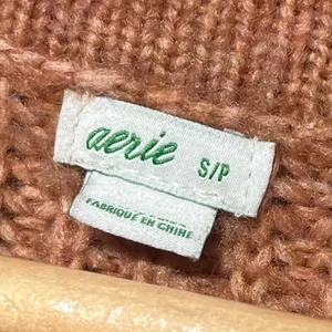 Aerie chunky knit sweater in a light brown or burnt orange color thumbnail 8