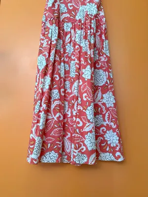Zara Coral Multi midi drop waist dress in S thumbnail 5