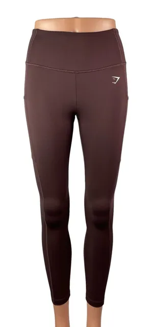 Gymshark Women's Brown Mid Rise Yoga Workout Running Athletic Leggings Pants S thumbnail 1