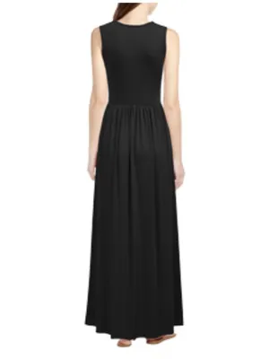 NEW WOOSEA Black Sleeveless Deep V-Neck Maxi Dress L thumbnail 2