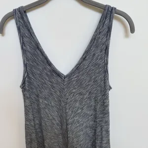 Lou & Grey Blue White Striped Maxi Dress‎ XS Cotton Knit A-Line V-Neck Pockets thumbnail 3