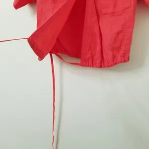 {S} Athleta Playa Linen Tie Top Passionfruit Coral thumbnail 8