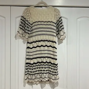NWT Zara new with tags knit sweater dress striped‎ romantic cottage core women’s thumbnail 2