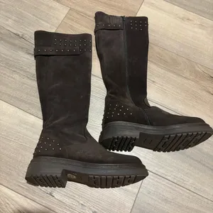 EMANUELE CRASTO Italy Suede‎ Leather Chunky Sole Studded Boots brown size 38 7.5 thumbnail 1