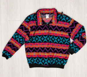 Vintage David Wayne fleece quarter zip long sleeve 80s pull over shirt jacket sm thumbnail 1
