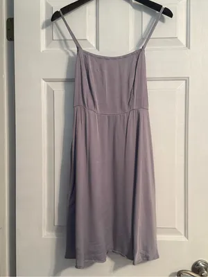By Anthropologie Purple Smocked Satin Mini Dress thumbnail 2